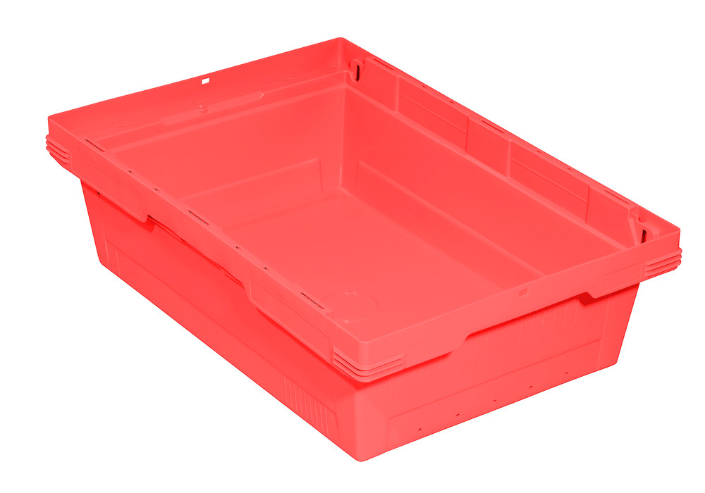 Reusable stacking container classic-line D, nestable, 600 x 400 x 173 mm, red, Pk =3 pc. - 1