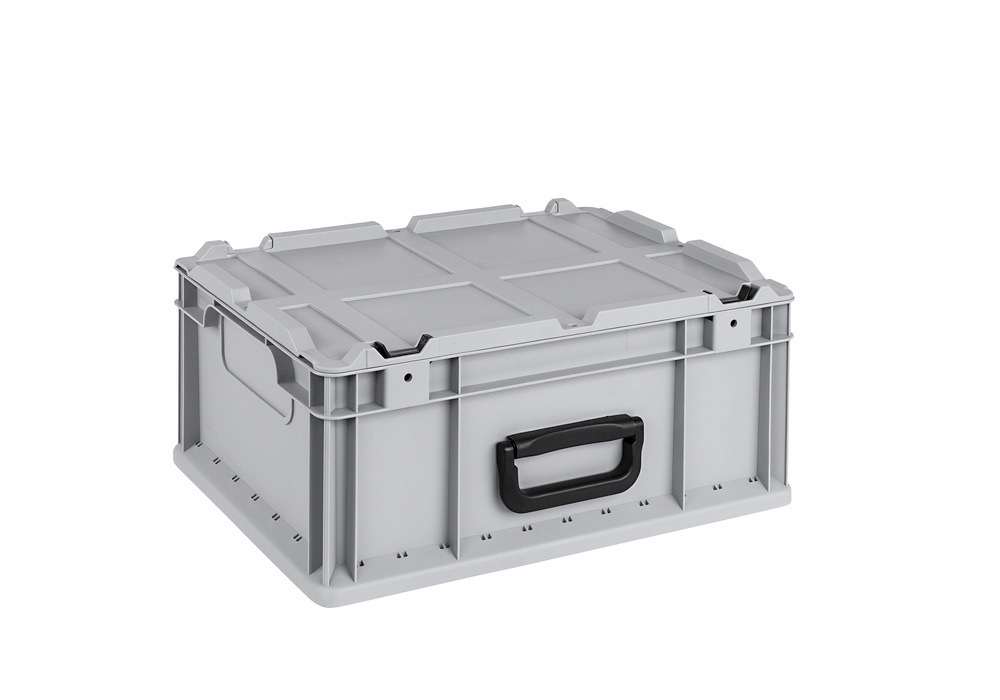 Euro-stacking container classic-line C, handle, hinged lid, PP, 400 x 300 x 185 mm, Pack = 10 pcs - 1