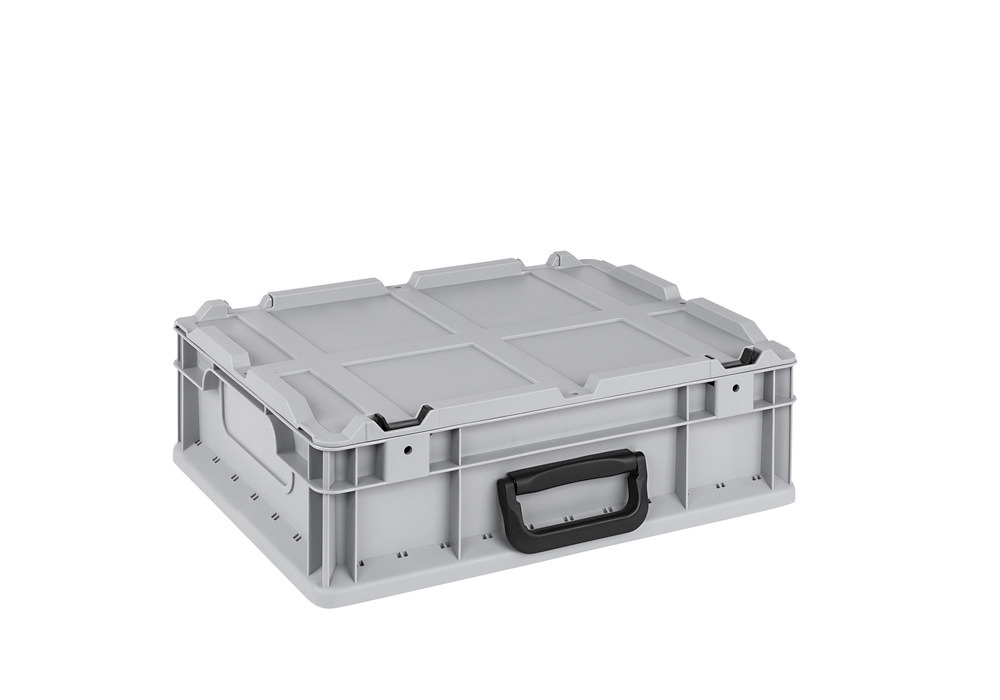 Euro-stacking container classic-line C, handle, hinged lid, PP, 400 x 300 x 135 mm, Pack = 14 pcs - 1