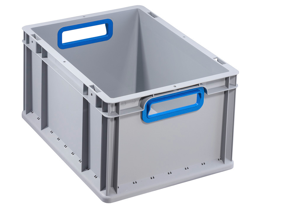 Euro stacking container classic-line B, blue handle opening, PP, 400 x 300 x 220 mm, Pk =8 pc. - 1