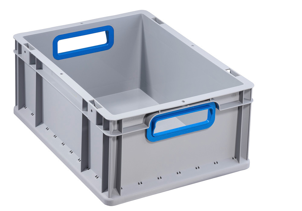 Euro stacking container classic-line B, blue handle opening, PP, 400 x 300 x 170 mm, Pk =10 pc. - 1