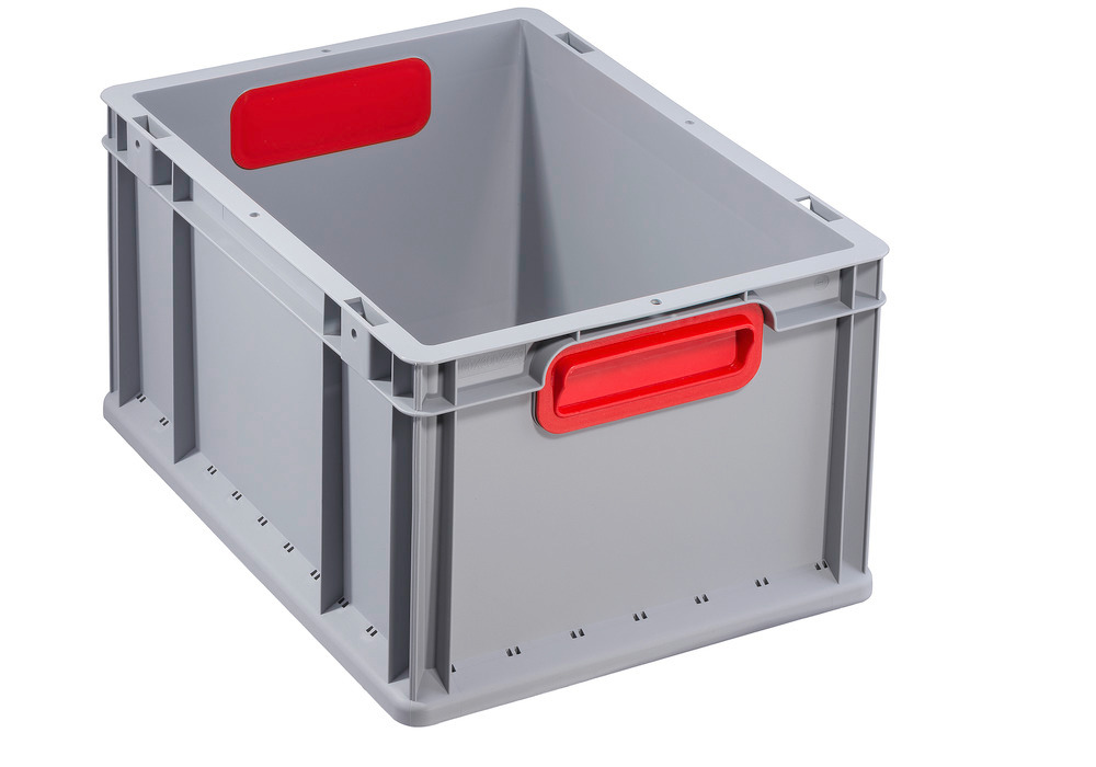 Euro stacking container classic-line B, red handles, PP, 400 x 300 x 220 mm, Pk =8 pc. - 1