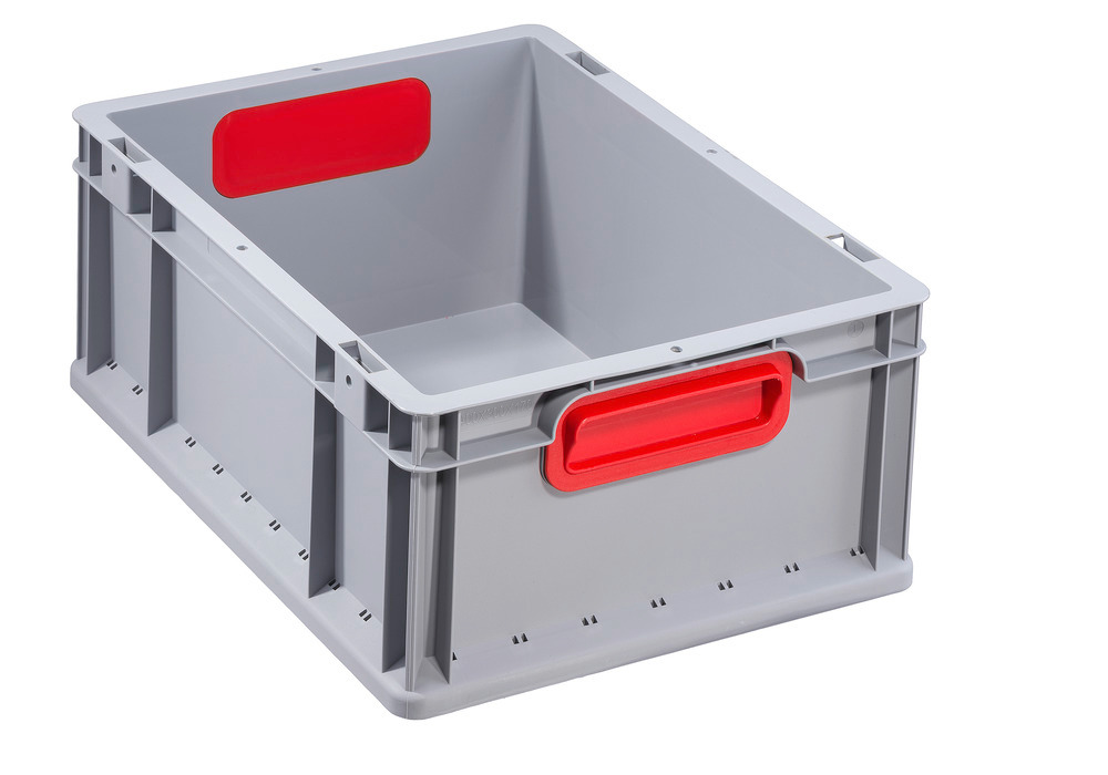 Euro stacking container classic-line B, red handles, PP, 400 x 300 x 170 mm, Pk =10 pc.