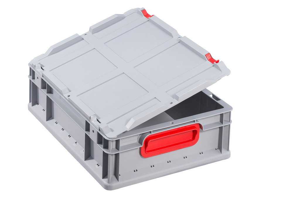 Euro stacking container classic-line B, red handles, PP, 400 x 300 x 120 mm, Pk =16 pc. - 7