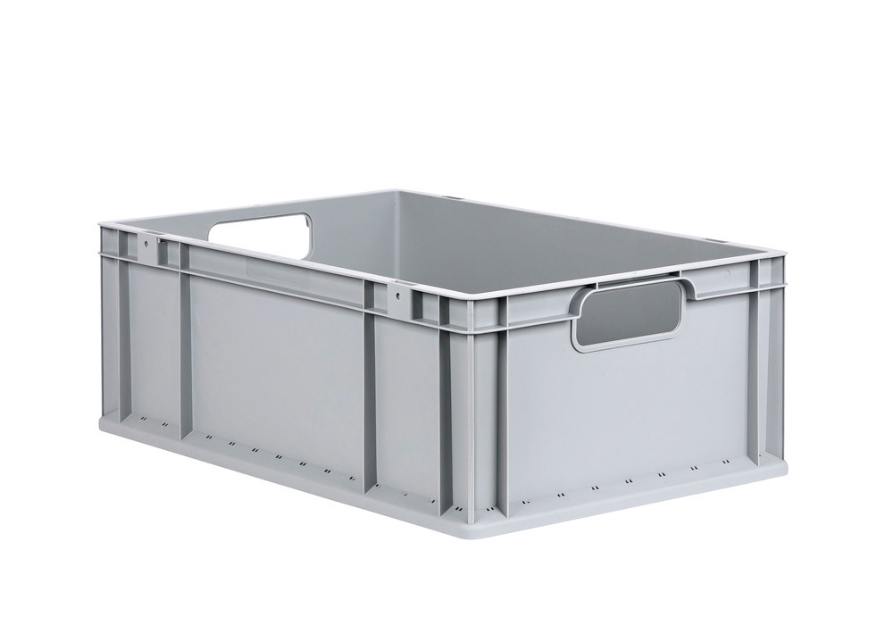 Euro stacking container classic-line B, grey handle opening, PP, 600 x 400 x 220 mm, Pk =4 pc. - 1