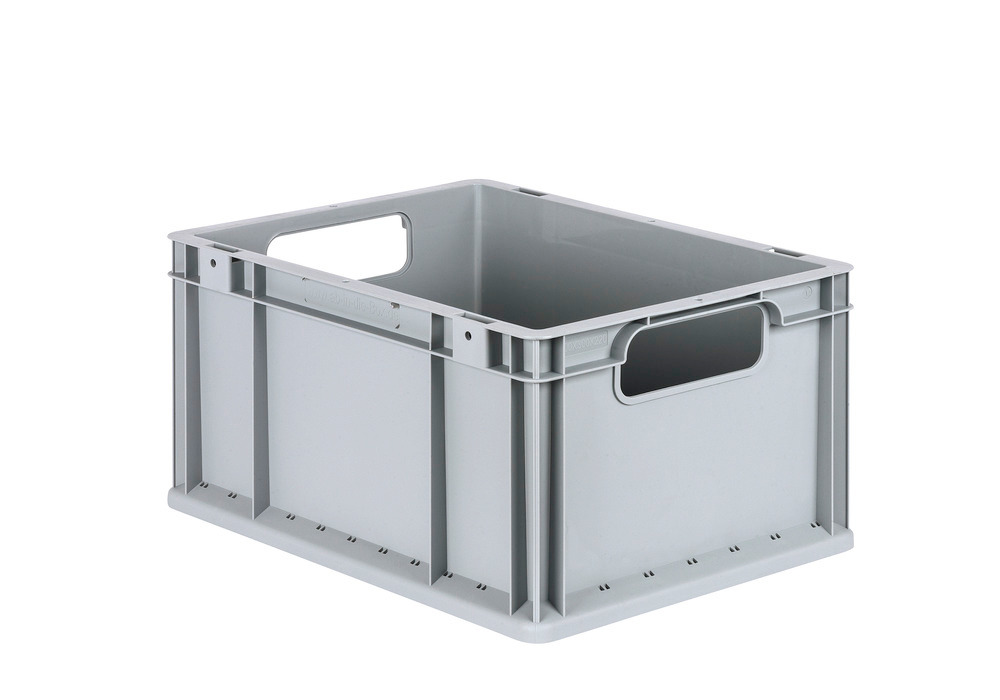 Euro stacking container classic-line B, grey handle opening, PP, 400 x 300 x 220 mm, Pk =8 pc. - 1