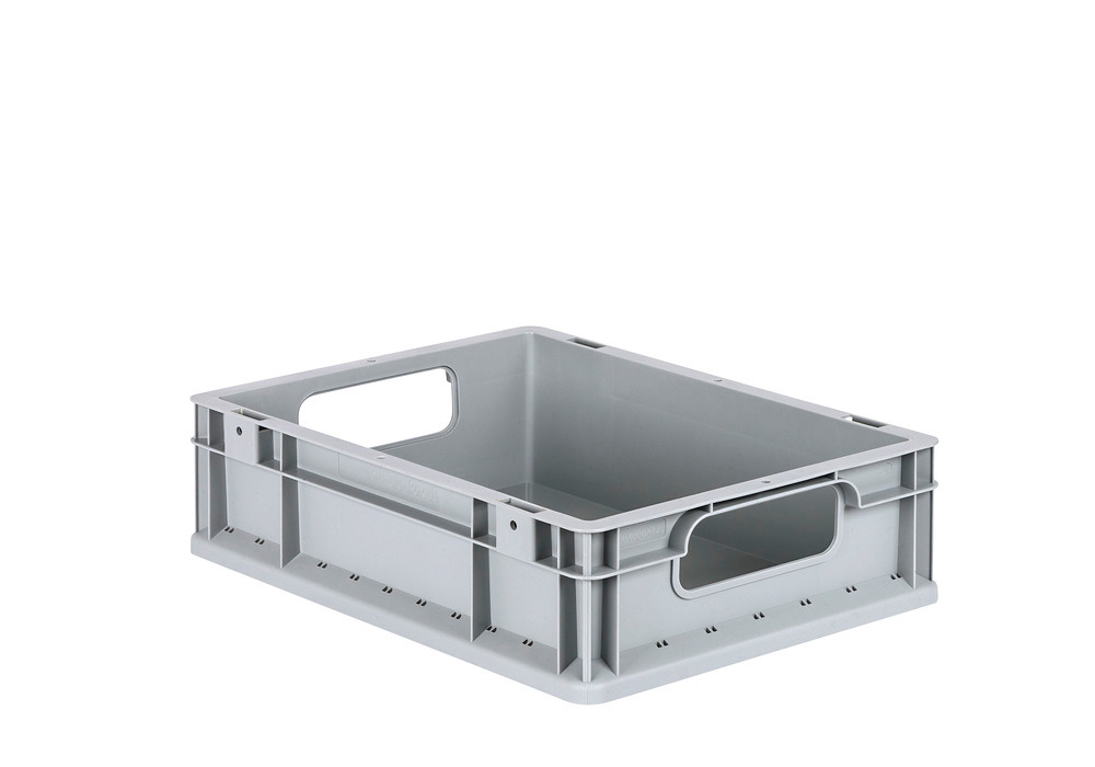 Euro stacking container classic-line B, grey handle opening, PP, 400 x 300 x 120 mm, Pk =16 pc. - 1