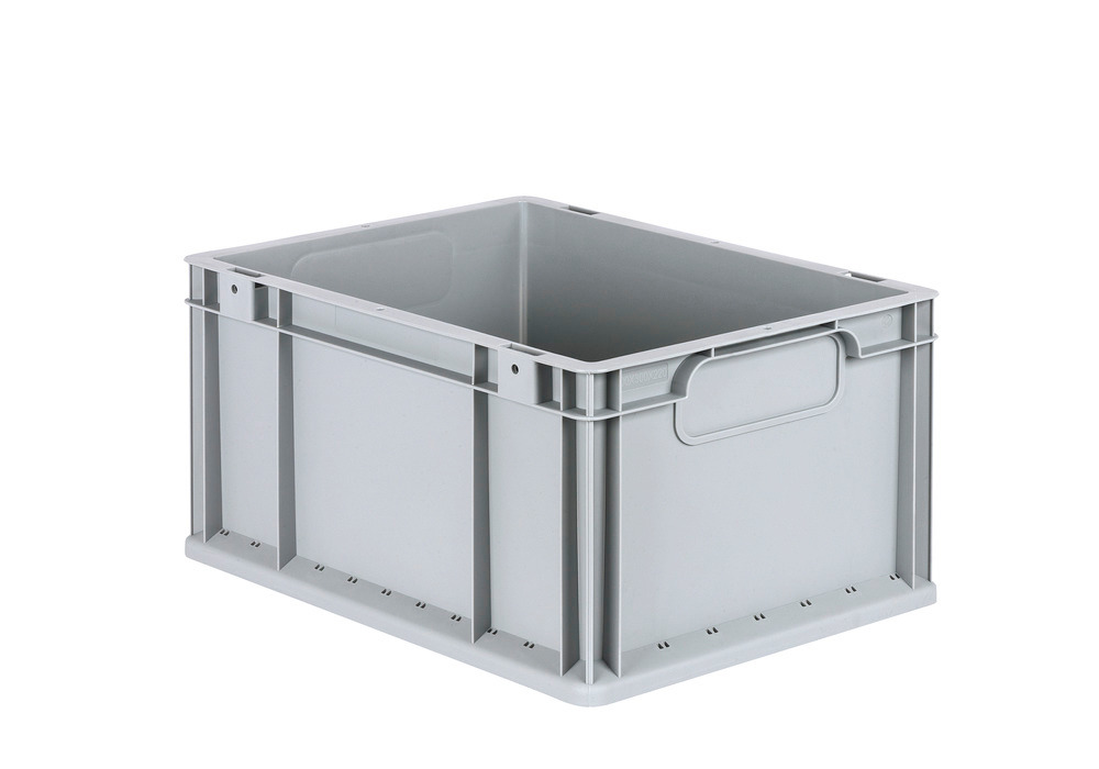 Euro stacking container classic-line B, grey handles, PP, 400 x 300 x 220 mm, Pk =8 pc. - 1