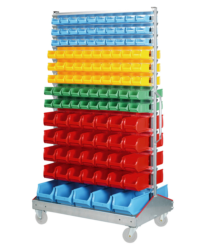 Mobile rack, both sides with 226 open-fronted storage bins pro-line A, 1200 x 730 x 2040 mm - 1