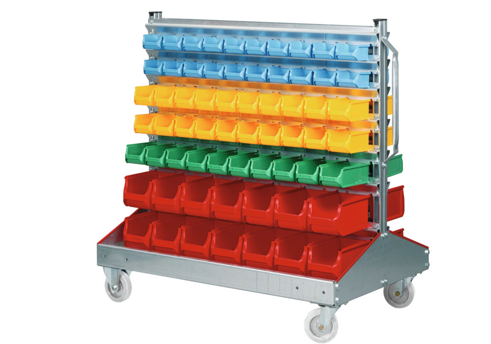 Mobile rack, both sides with 128 open-fronted storage bins pro-line A, 1200 x 720 x 1160 mm - 1