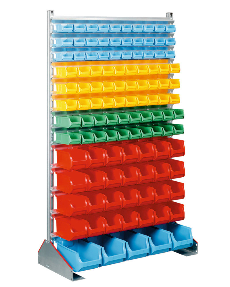 Rack, one side with 113 open-fronted storage bins pro-line A, 1130 x 500 x 1900 mm - 1