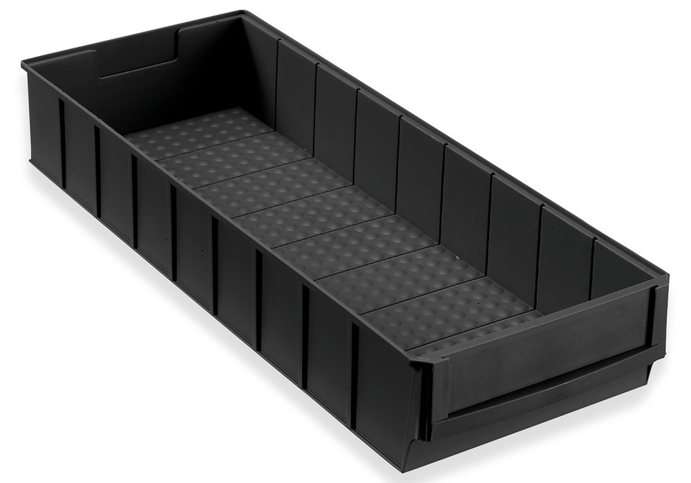 Cajas estantería ESD pro-line C3-B, PP, 185 x 500 x 81 mm, negro, pack = 12 uds - 1