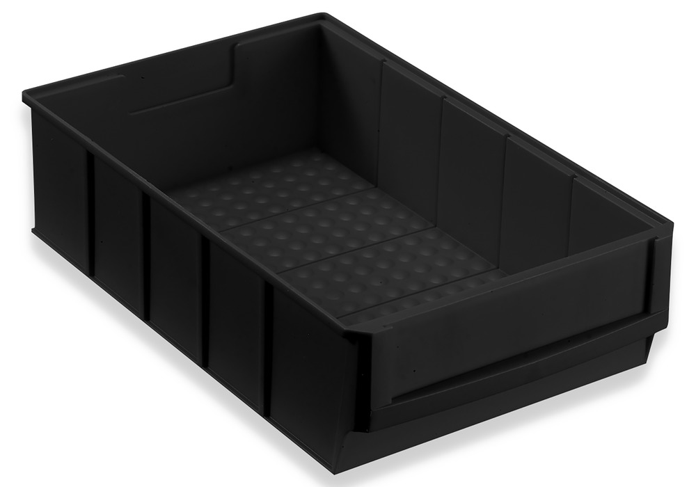 Cajas estantería ESD pro-line C1-B, PP, 185 x 300 x 81 mm, negro, pack = 24 uds.