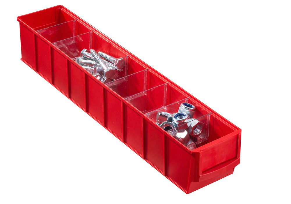 Cajas de estantería classic-line A3-S, PP,  91 x 500 x 81 mm, rojo, pack = 16 ud. - 2