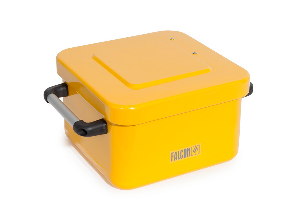 Steel Dip Tank - 8-Liter - FALCON - Powder-Coated Yellow - Spring-Mounted Immersion Strainer - 4