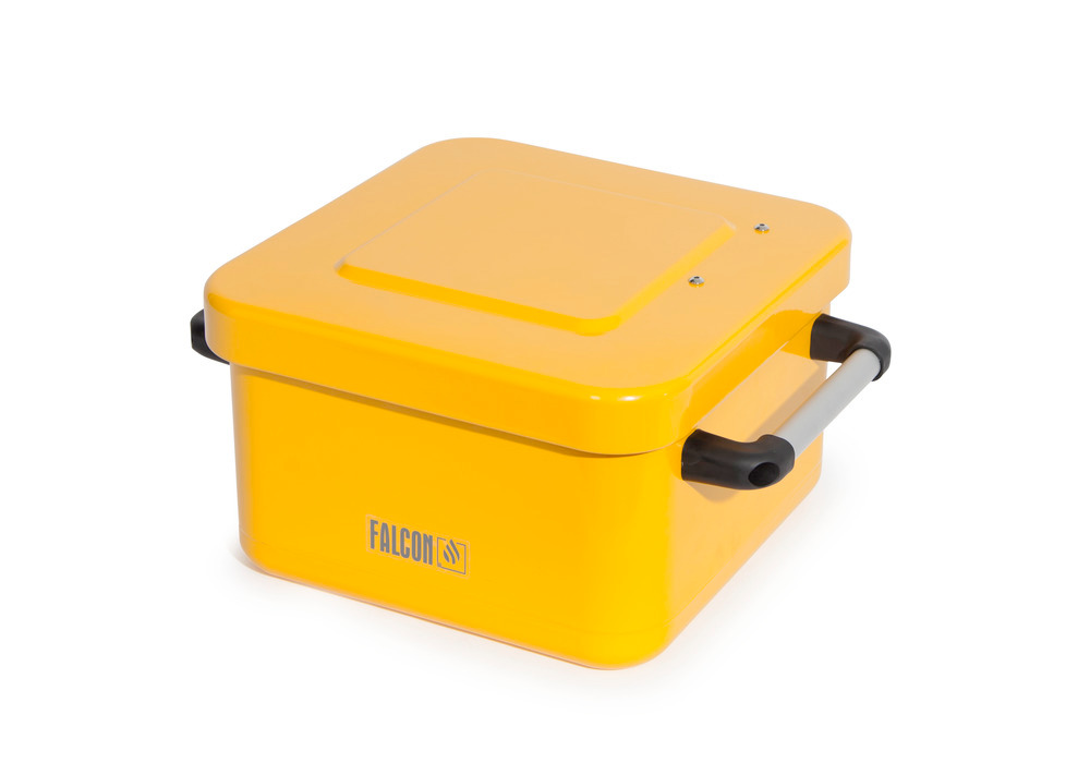 Steel Dip Tank - 10-Liter - FALCON - Powder-Coated Yellow - Spring-Mounted Immersion Strainer - 4