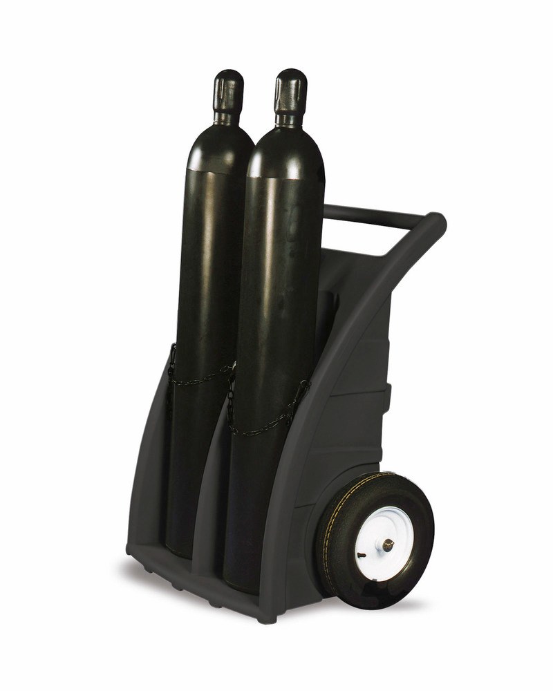 Cylinder Cart - Non-Sparking Poly Construction - for 2 Cylinders up to 15" - 7302-BK - 2