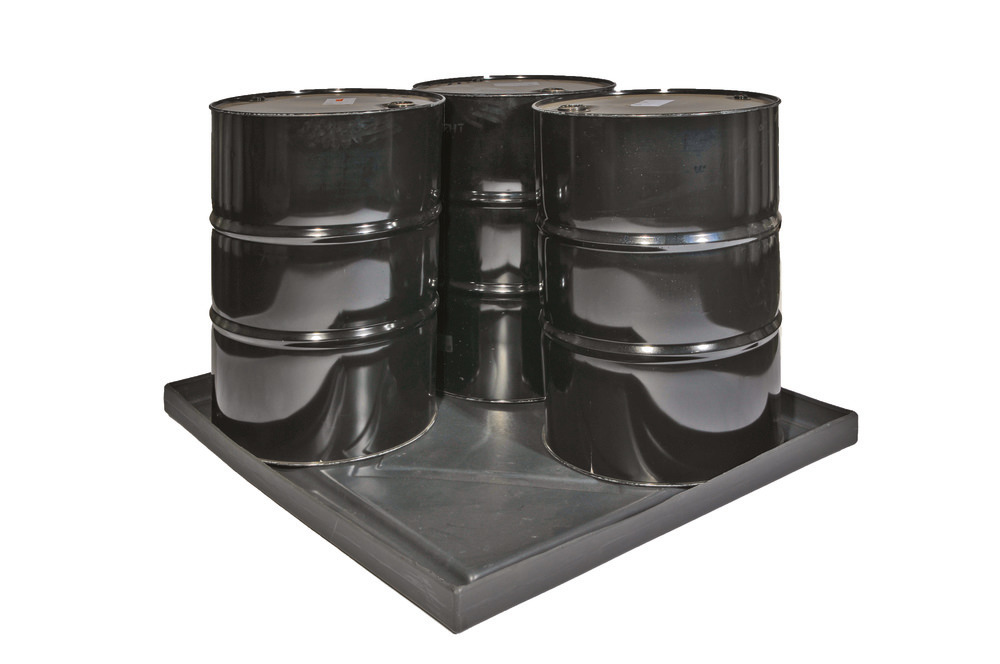 Drum Spill Containment - Spill Shell - 4 Drum - Poly Construction - 36 Gallon Sump - 5004-BK - 1