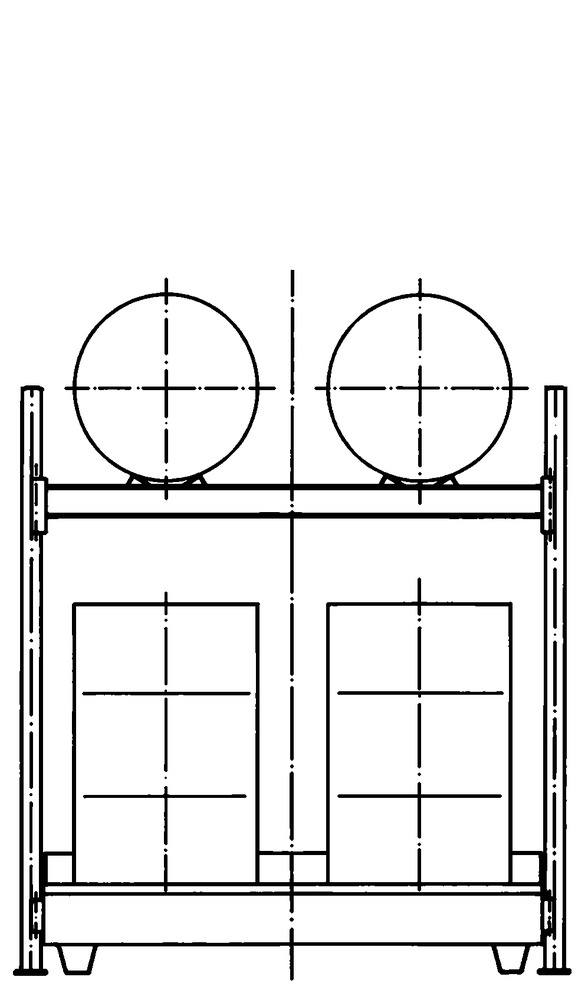 Drum Rack with Spill Containment Sump - 2 Drum Horizontal - 4 Drum Vertical - 2 Levels - 2