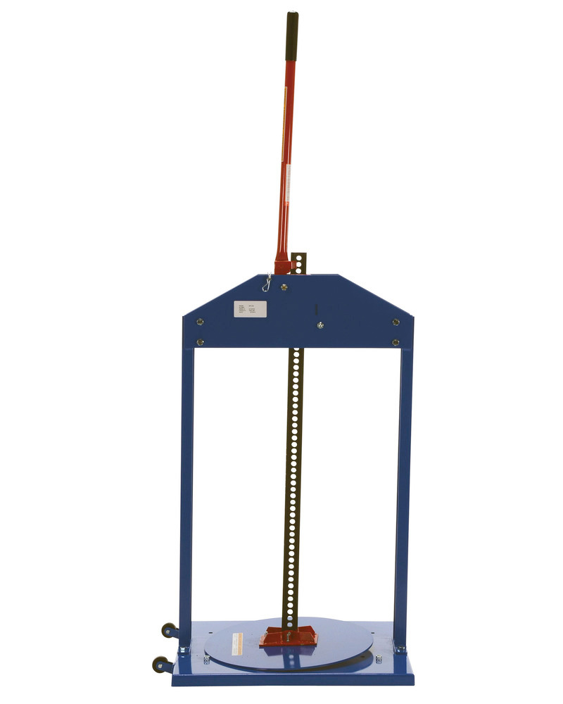 Manual Trash Compactor - for 55-Gallon Drums - Ratcheting Mechanism - Blue - 3