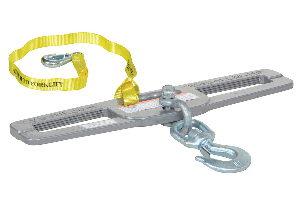 Lift Master Hook Plate - 6K lbs Load Capacity - Swivel - Slanted Fork Openings - Silver - 4