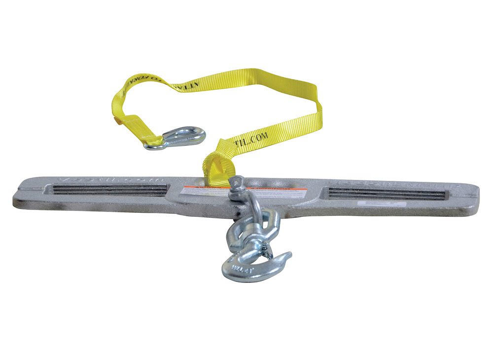Lift Master Hook Plate - 4K lbs Load Capacity - Swivel - Slanted Fork Openings - Silver - 3