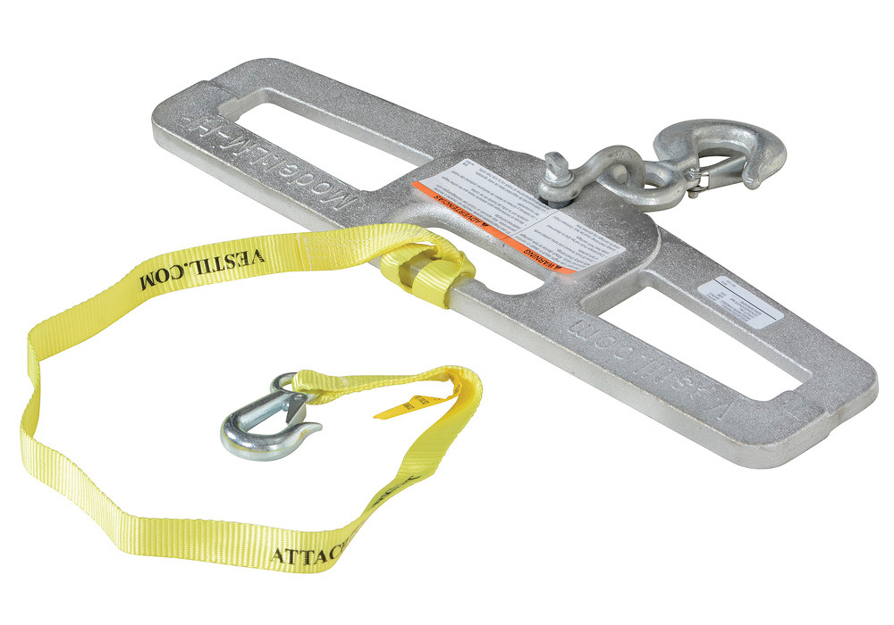 Lift Master Hook Plate - 4K lbs Load Capacity - Rigid - Slanted Fork Openings - Silver - 2