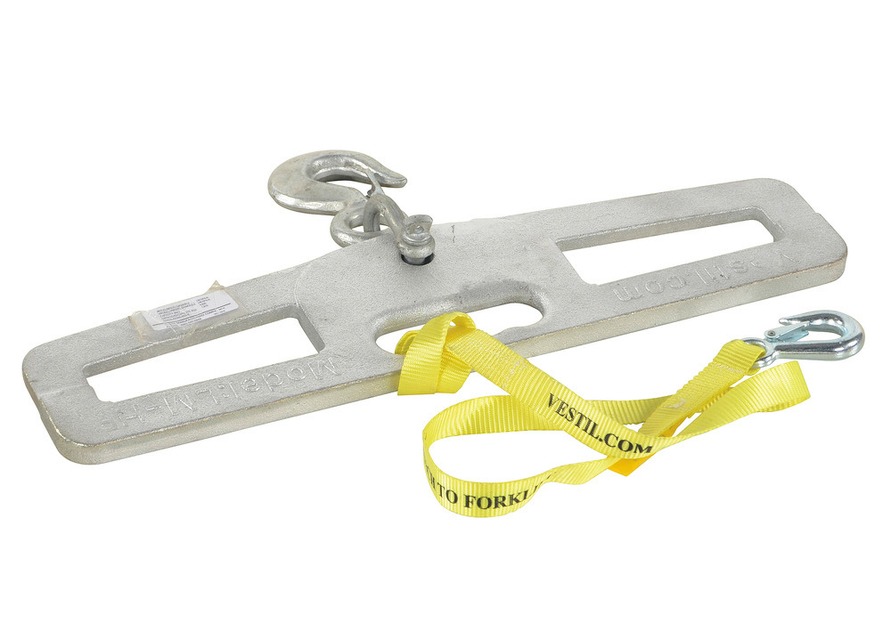 Lift Master Hook Plate - 4K lbs Load Capacity - Rigid - Slanted Fork Openings - Silver - 1