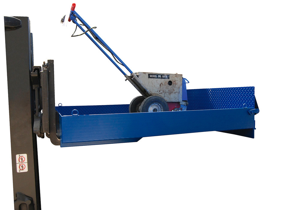 Forklift Loading Platform - 4 Tie-Down Rings Included - Steel Construction - Blue Painted Finish - 3