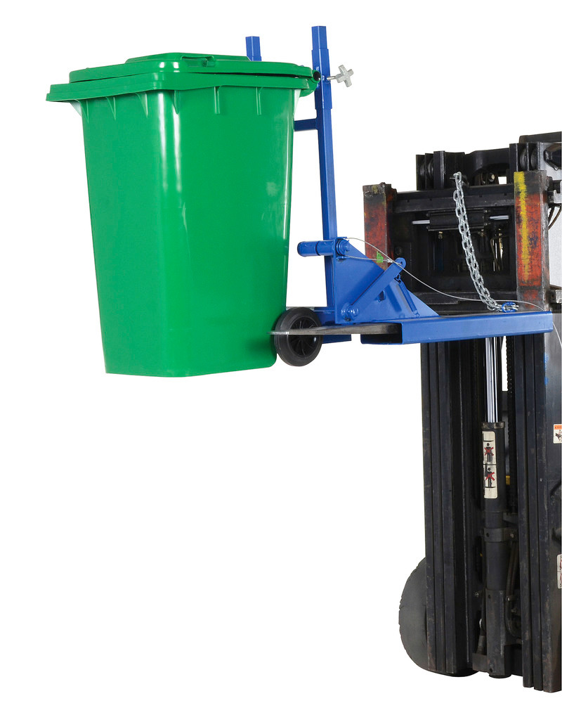 Fork Mounted Trash Can - Dumper - 1k lbs Load Capacity - Steel Construction - Blue - 4