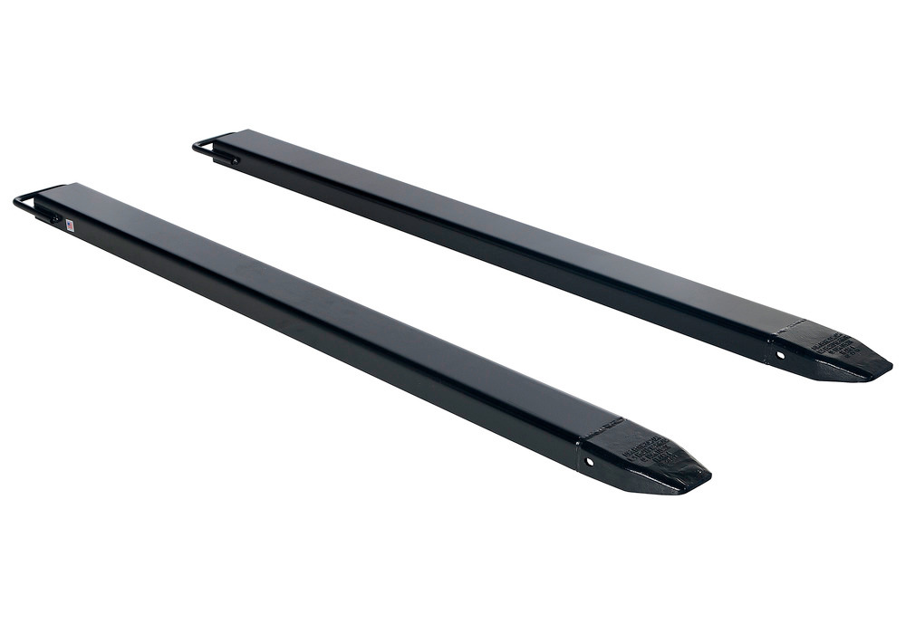 Fork Extensions - Black Pair - 96L x 6W In - Steel Construction - Powder-Coated Finish - 1