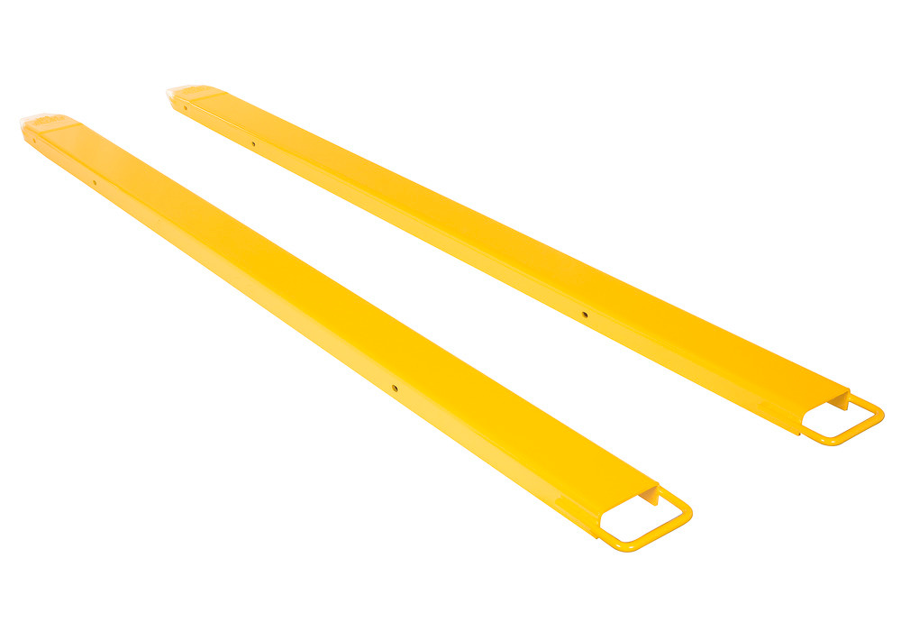 Fork Extensions - Standard Pair - 96L x 6W In - Steel Construction - Powder-Coated Yellow Finish - 1