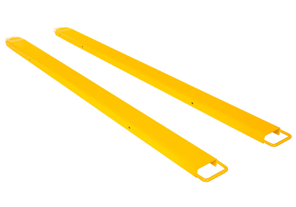 Fork Extensions - Standard Pair - 90L x 6W In - Steel Construction - Powder-Coated Yellow Finish - 1