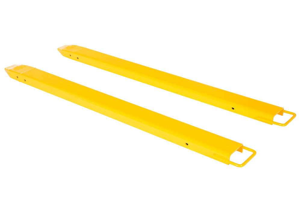 Fork Extensions - Standard Pair - 84L x 6W In - Steel Construction - Powder-Coated Yellow Finish - 1