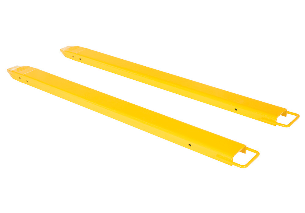 Fork Extensions - Standard Pair - 72L x 6W In - Steel Construction - Powder-Coated Yellow Finish - 1