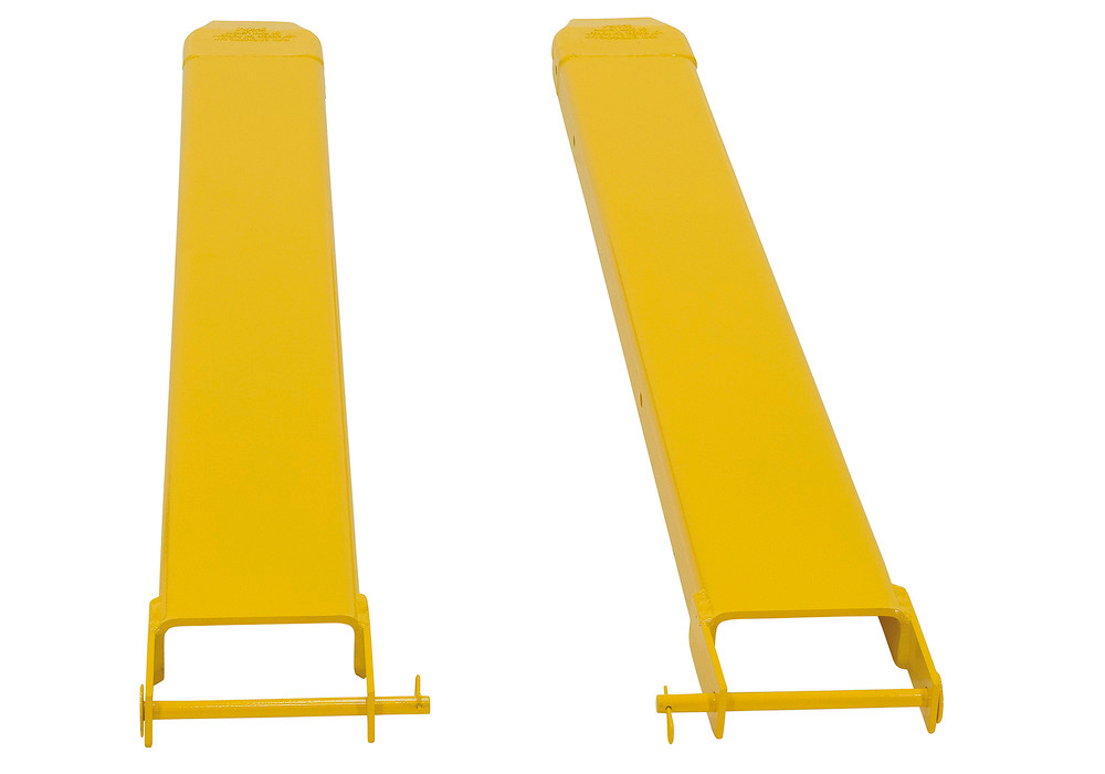 Fork Extensions - Pin Style - 63L x 6W In - Steel Construction - Powder-Coated Yellow Finish - 4