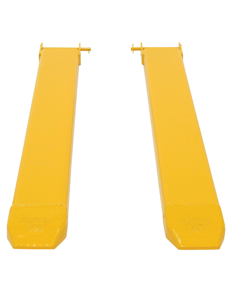Fork Extensions - Pin Style - 63L x 6W In - Steel Construction - Powder-Coated Yellow Finish - 3