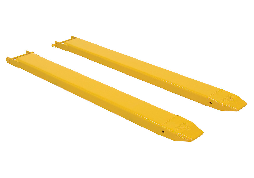 Fork Extensions - Pin Style - 63L x 6W In - Steel Construction - Powder-Coated Yellow Finish - 1
