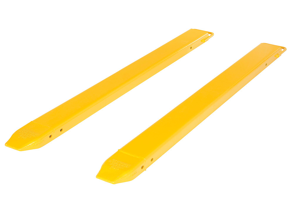 Fork Extensions - Pin Style - 54L x 6W In - Steel Construction - Powder-Coated Yellow Finish - 1