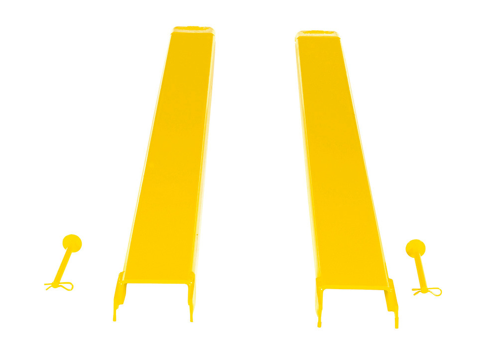 Fork Extensions - Pin Style - 96L x 5W In - Steel Construction - Powder-Coated Yellow Finish - 3