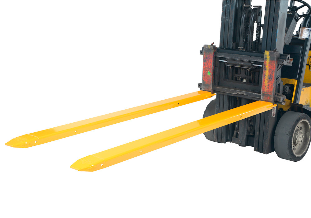 Fork Extensions - Standard Pair - 96L x 5W In - Steel Construction - Powder-Coated Yellow Finish - 4