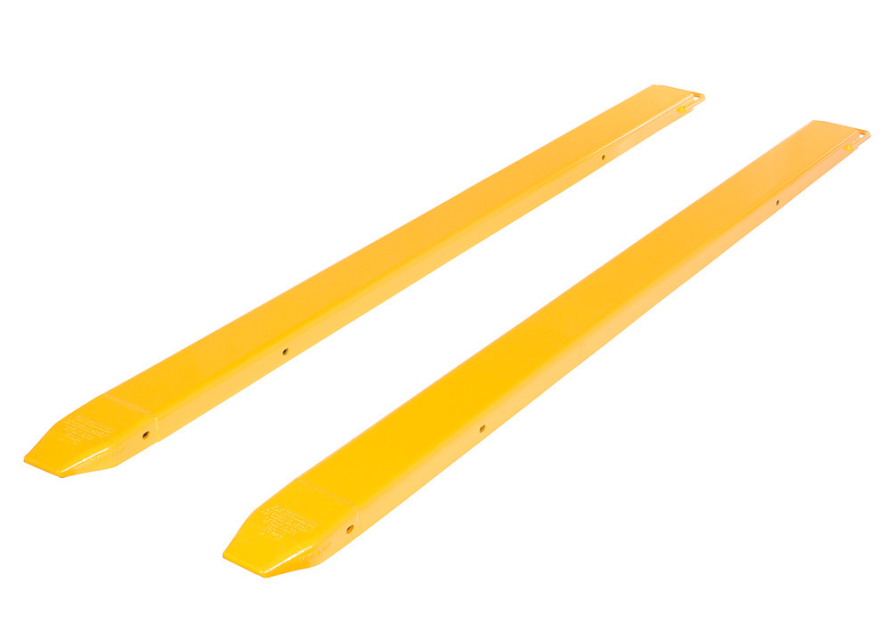 Fork Extensions - Standard Pair - 96L x 5W In - Steel Construction - Powder-Coated Yellow Finish - 2