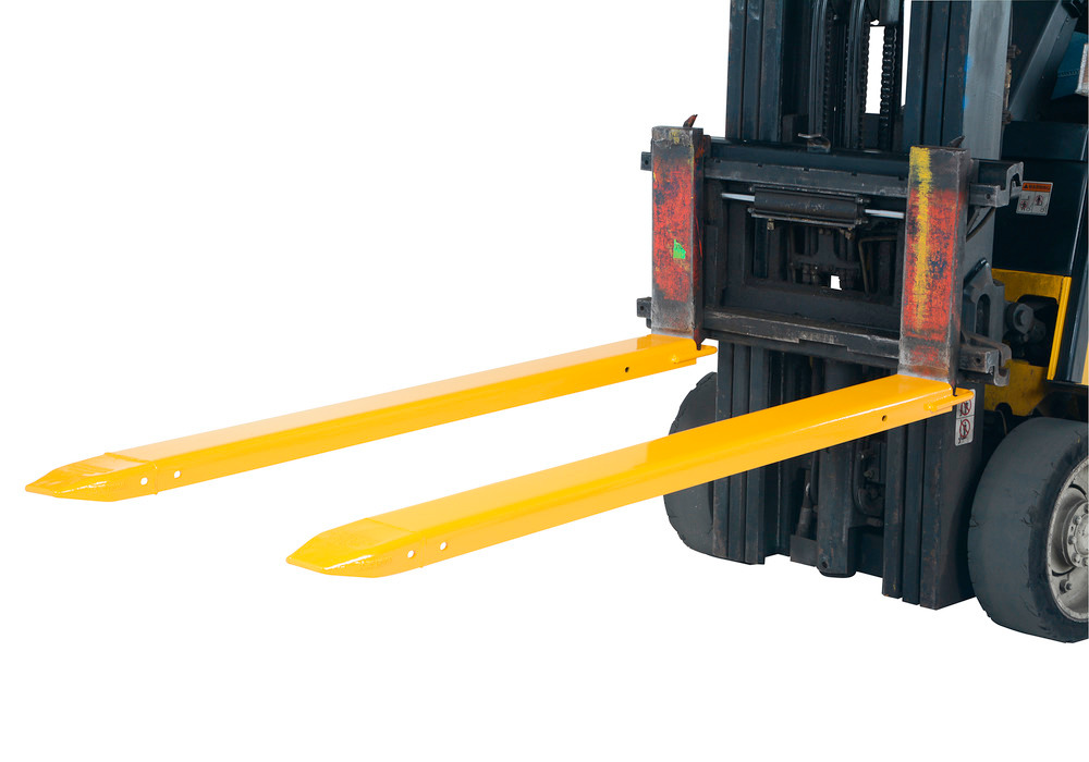 Fork Extensions - Standard Pair - 72L x 5W In - Steel Construction - Powder-Coated Yellow Finish - 4