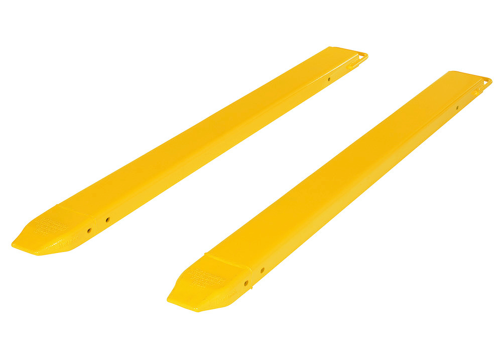Fork Extensions - Pin Style - 54L x 5W In - Steel Construction - Powder-Coated Yellow Finish - 1
