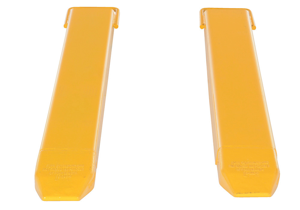 Fork Extensions - Standard Pair - 48L x 5W In - Steel Construction - Powder-Coated Yellow Finish - 3