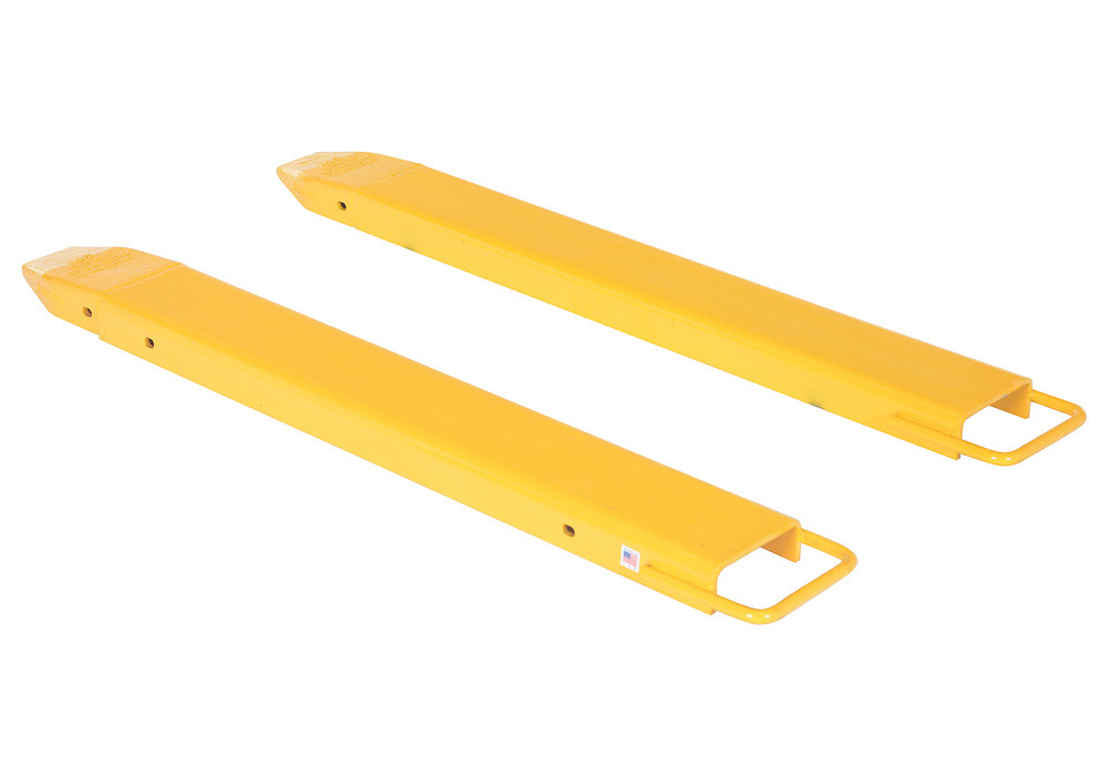 Fork Extensions - Standard Pair - 48L x 5W In - Steel Construction - Powder-Coated Yellow Finish - 1