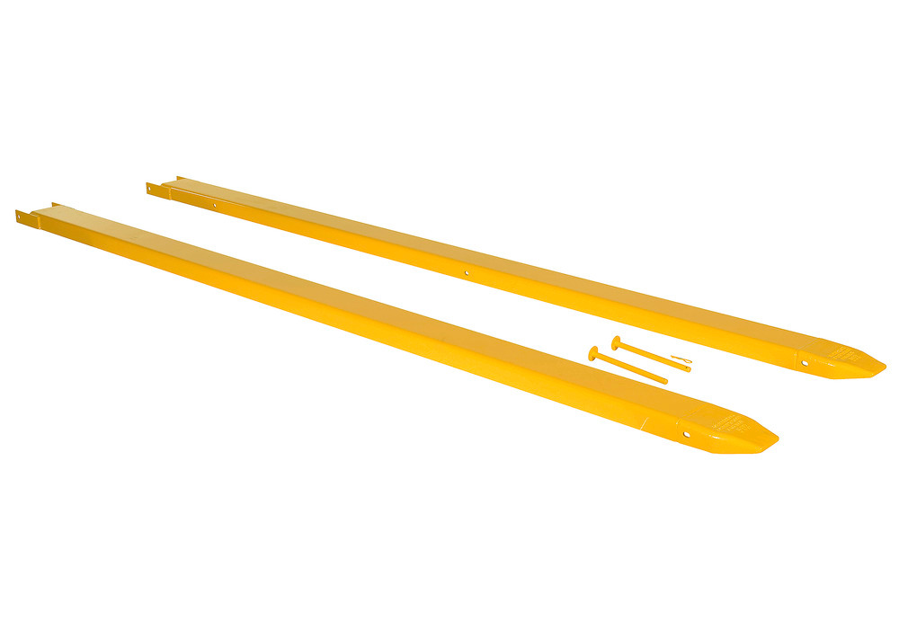Fork Extensions - Pin Style - 120L x 5W In - Steel Construction - Powder-Coated Yellow Finish - 1