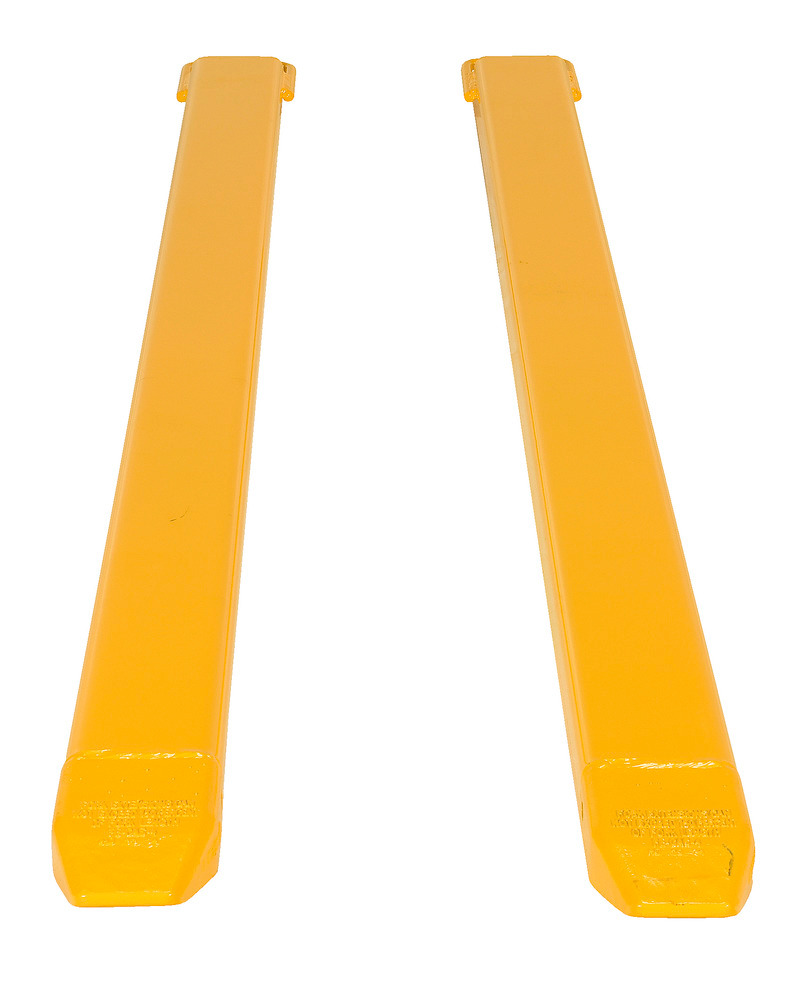 Fork Extensions - Standard Pair - 96L x 4W In - Steel Construction - Powder-Coated Yellow Finish - 3