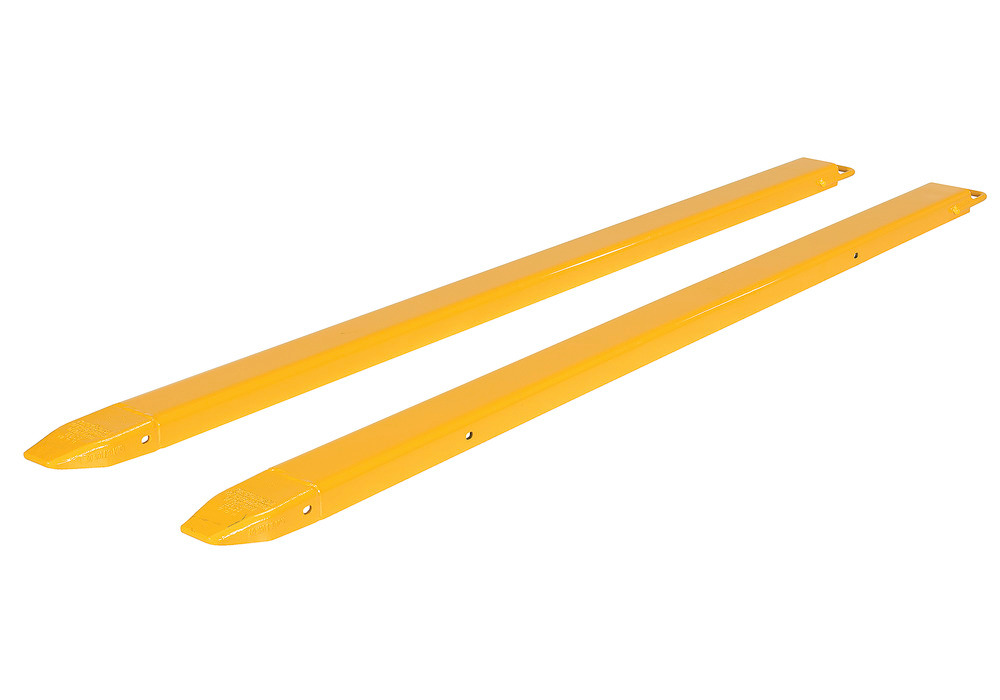 Fork Extensions - Standard Pair - 96L x 4W In - Steel Construction - Powder-Coated Yellow Finish - 2
