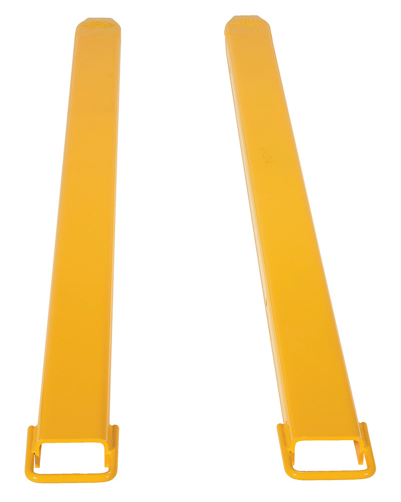 Fork Extensions - Pin Style - 4 Inch wide - Steel Construction - Powder-Coated Yellow Finish - 4